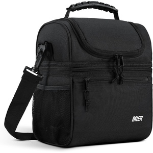 image:imageMIER Adult Lunch Box Insulated Lunch Bag Large Cooler Tote Bag for Women Double Deck Cooler Leopard LargeBlack