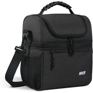 image:imageMIER Adult Lunch Box Insulated Lunch Bag Large Cooler Tote Bag for Women Double Deck Cooler Leopard LargeDark Gray