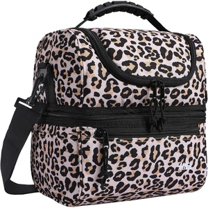 image:imageMIER Adult Lunch Box Insulated Lunch Bag Large Cooler Tote Bag for Women Double Deck Cooler Leopard LargeLeopard