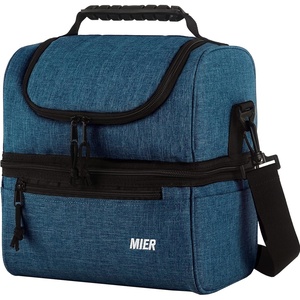 image:imageMIER Adult Lunch Box Insulated Lunch Bag Large Cooler Tote Bag for Women Double Deck Cooler Leopard LargeTeal Blue