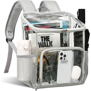 image:imageMIER Clear Backpack for Stadium Events 12 Inch Small Transparent Bookbag Heavy Duty See Through Backpacks for School Clear Bag for Boys Girls Adult BlackGray