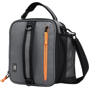 image:imageMIER Expandable Lunch Bag Insulated Lunch Box for Men to Work Travel Portable Lunchbox Bags with Shoulder Strap and Water Bottle Holder BlackGreyOrange