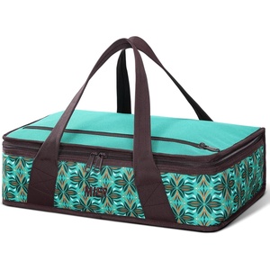 image:imageMIER Insulated Casserole Carrier Fits 9x13 Baking DishesFoil Pans Double Food Carriers Bag Thermal Holder for Hot or Cold Food Lasagna Lugger Potluck Parties Picnic Travel PurpleTeal