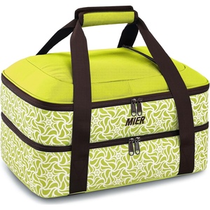 image:imageMIER Insulated Casserole Carrier Fits 9x13 Baking DishesFoil Pans Double Food Carriers Bag Thermal Holder for Hot or Cold Food Lasagna Lugger Potluck Parties Picnic Travel PurpleGreen