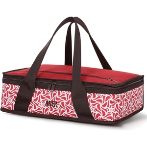 image:imageMIER Insulated Casserole Carrier Fits 9x13 Baking DishesFoil Pans Double Food Carriers Bag Thermal Holder for Hot or Cold Food Lasagna Lugger Potluck Parties Picnic Travel PurpleRed