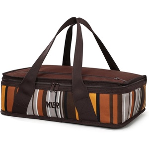 image:imageMIER Insulated Casserole Carrier Fits 9x13 Baking DishesFoil Pans Double Food Carriers Bag Thermal Holder for Hot or Cold Food Lasagna Lugger Potluck Parties Picnic Travel PurpleBrown