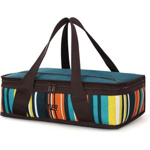 image:imageMIER Insulated Casserole Carrier Fits 9x13 Baking DishesFoil Pans Double Food Carriers Bag Thermal Holder for Hot or Cold Food Lasagna Lugger Potluck Parties Picnic Travel PurpleBlue