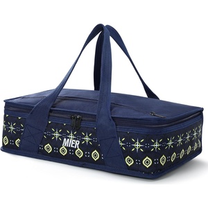 image:imageMIER Insulated Casserole Carrier Fits 9x13 Baking DishesFoil Pans Double Food Carriers Bag Thermal Holder for Hot or Cold Food Lasagna Lugger Potluck Parties Picnic Travel PurpleDeep Blue