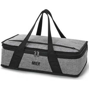 image:imageMIER Insulated Casserole Carrier Fits 9x13 Baking DishesFoil Pans Double Food Carriers Bag Thermal Holder for Hot or Cold Food Lasagna Lugger Potluck Parties Picnic Travel PurpleGray