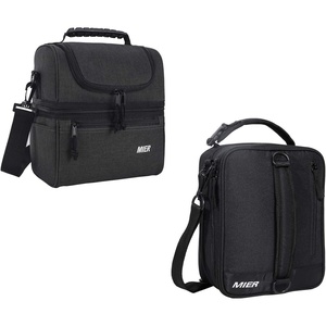 image:imageMIER Insulated Lunch Box 2 Compartment Lunch Bag and Expandable Lunch Pack for Men Women Black