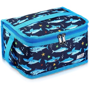 image:imageMIER Insulated Lunch Box for Men Women Kids Portable Small Lunch Bag 9 CAN Compact Thermal Mini Cooler for School Work Picnic BlueBlue Shark