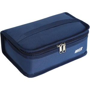 image:imageMIER Insulated Lunch Box for Men Women Kids Portable Small Lunch Bag 9 CAN Compact Thermal Mini Cooler for School Work Picnic BlueNavy Blue
