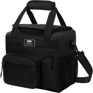 image:imageMIER Large Lunch Box for Men Women Adult Insulated Soft Sided Cooler 30 Can Leakproof Lunch Bag Collapsible for Work Travel Camping Beach 18L BlackNo Luggage StrapPure Black