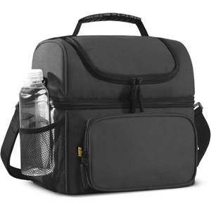 image:imageMIER Mens Insulated Lunch Box Dual Compartment Large Lunch Bag Coolers with Shoulder Strap for Men Women Adult to Office Work Picnic Travel Outdoors Army GreenDark Gray