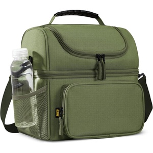 image:imageMIER Mens Insulated Lunch Box Dual Compartment Large Lunch Bag Coolers with Shoulder Strap for Men Women Adult to Office Work Picnic Travel Outdoors Army GreenGreen