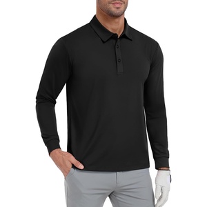 image:imageMIER Polo Shirts for Men Long Sleeve Dry Fit Golf Athletic Work Collared Shirt with UV SPF Sun Protection Inherent UPF 50Black