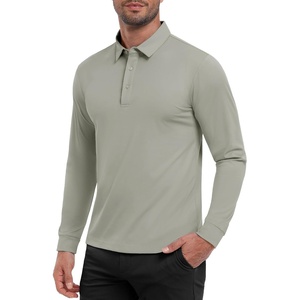 image:imageMIER Polo Shirts for Men Long Sleeve Dry Fit Golf Athletic Work Collared Shirt with UV SPF Sun Protection Inherent UPF 50Light Grey