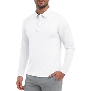 image:imageMIER Polo Shirts for Men Long Sleeve Dry Fit Golf Athletic Work Collared Shirt with UV SPF Sun Protection Inherent UPF 50White