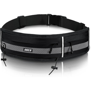 image:imageMIER Running Belt for Men Women Slim Fanny Pack Phone Holder Jogging Pouch with Marathon Bib Clip Runner Waist Pack for Walking Cycling for Keys Cards amp Essentials PinkBlack