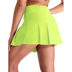 image:imageMIER Tennis Skirts for Women Pleated Golf Skirt with Liner Pocket High Waisted Athletic Skort for Running Workout SportsLemon Green