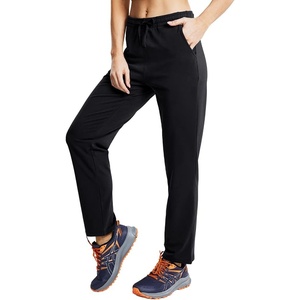 image:imageMIER Womens Cotton Sweatpants with Pockets  Open Bottom Lounge Casual Drawstring Pants Loose Sweat Pants for WomenBlack