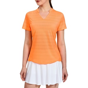 image:imageMIER Womens Golf Polo Shirts Collarless Short Sleeve Tennis Running TShirts VNeck Cooling Summer TeeBright Orange