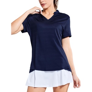 image:imageMIER Womens Golf Polo Shirts Collarless Short Sleeve Tennis Running TShirts VNeck Cooling Summer TeeNavy Blue