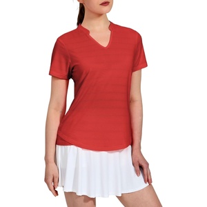 image:imageMIER Womens Golf Polo Shirts Collarless Short Sleeve Tennis Running TShirts VNeck Cooling Summer TeeRed
