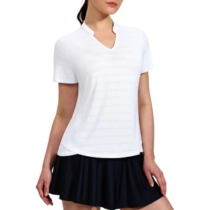 image:imageMIER Womens Golf Polo Shirts Collarless Short Sleeve Tennis Running TShirts VNeck Cooling Summer TeeWhite