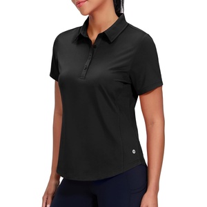 image:imageMIER Womens Golf Polo Shirts Short Sleeve Quick Dry Sun Protection Active UV Shirts Collared Tennis Tops 4 ButtonsBlack