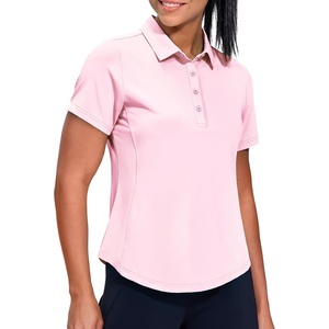 image:imageMIER Womens Golf Polo Shirts Short Sleeve Quick Dry Sun Protection Active UV Shirts Collared Tennis Tops 4 ButtonsLight Pink