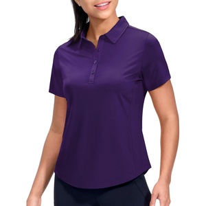 image:imageMIER Womens Golf Polo Shirts Short Sleeve Quick Dry Sun Protection Active UV Shirts Collared Tennis Tops 4 ButtonsPurple
