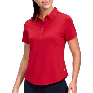 image:imageMIER Womens Golf Polo Shirts Short Sleeve Quick Dry Sun Protection Active UV Shirts Collared Tennis Tops 4 ButtonsRed