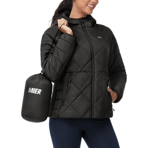image:imageMIER Womens Puffer Jackets Lightweight Packable Quilted Winter Coat with HoodWater Resistant Warm Puffy Jacket for TravelBlack