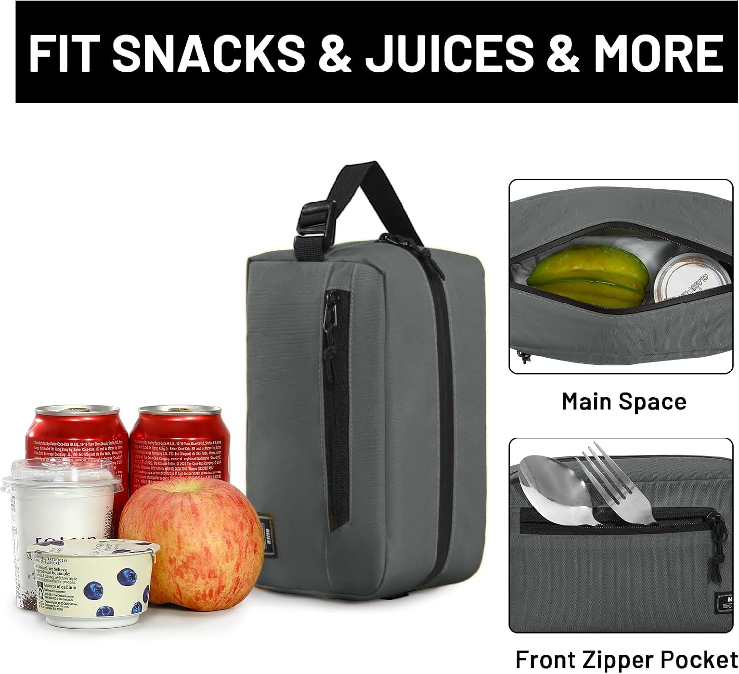 image:imageMIER Freezable Snack Bags Small Frozen Mini Cooler Lunch Bag Freezer Insulated Pouch for Kids Adults Work School Travel Onthego BlueBlackGray
