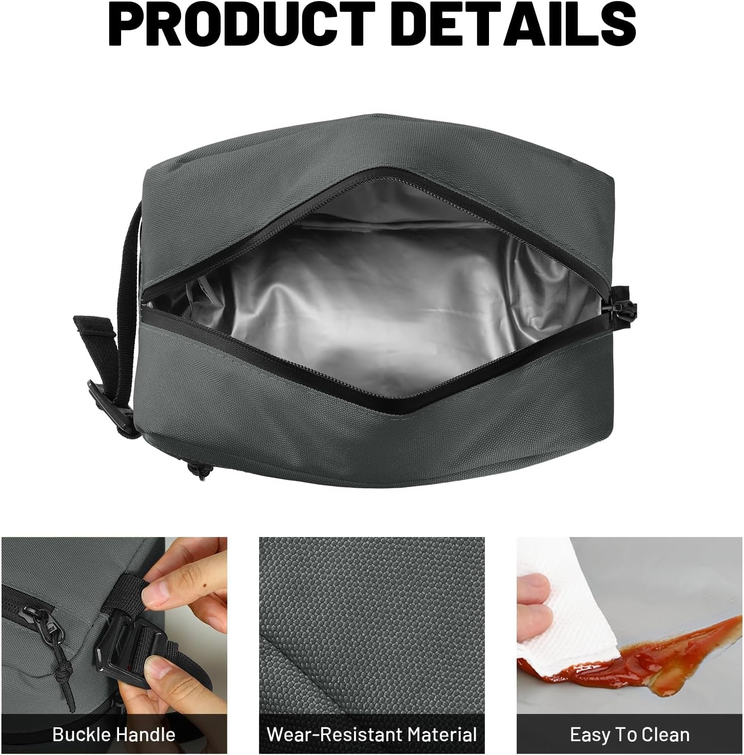 image:imageMIER Freezable Snack Bags Small Frozen Mini Cooler Lunch Bag Freezer Insulated Pouch for Kids Adults Work School Travel Onthego BlueBlackGray