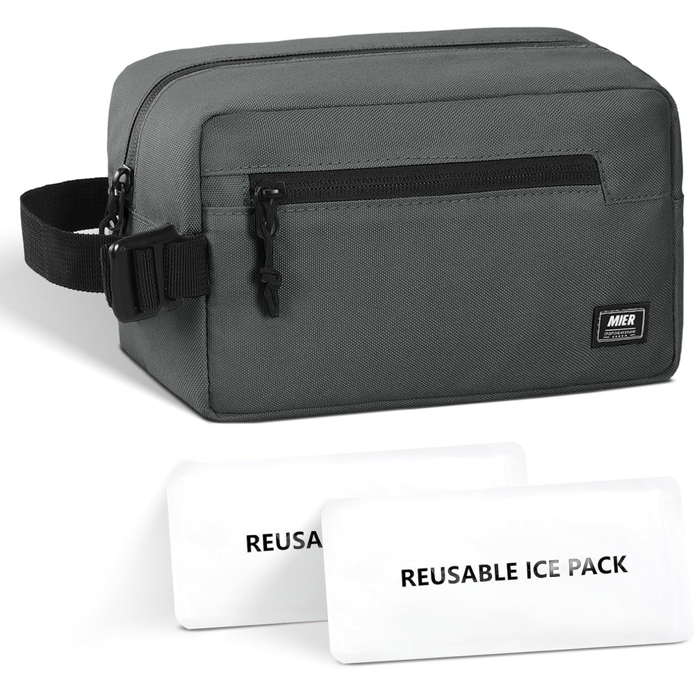image:imageMIER Freezable Snack Bags Small Frozen Mini Cooler Lunch Bag Freezer Insulated Pouch for Kids Adults Work School Travel Onthego BlueBlackGray