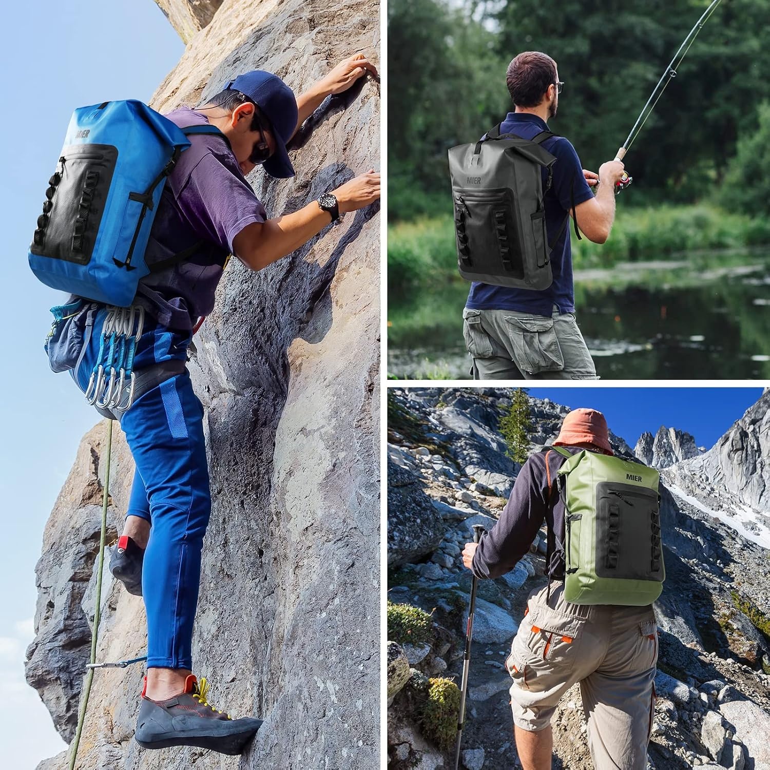 image:imageMIER Dry Bag Waterproof Backpack 30L Dry Sack Heavy Duty RollTop Closure for Kayaking Beach Boating Swimming SurfingDark Gray