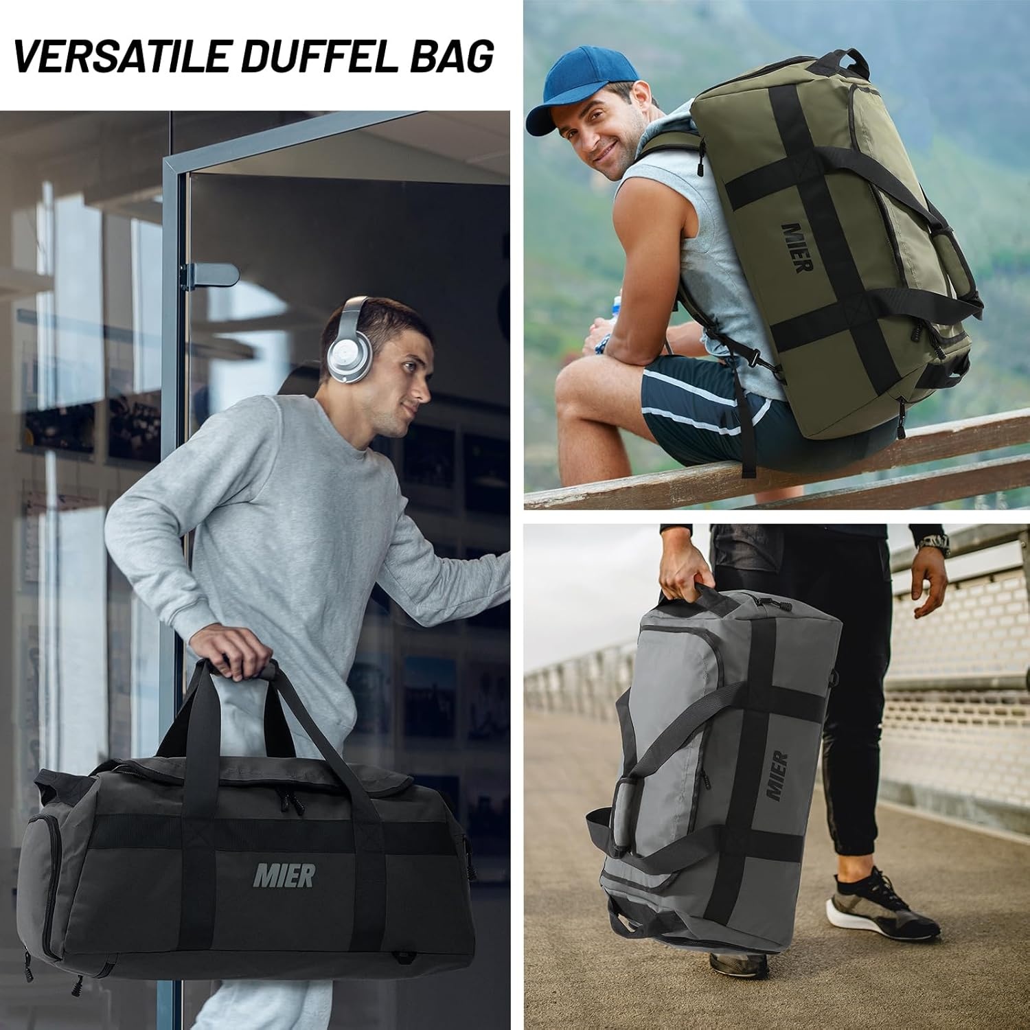 image:imageMIER Gym Bag for Men Large Duffel Backpack with Shoe Compartment 60L Convertible Duffle Bags Weekender Overnight Bag for Gym Sports Travel Dark TealBlack