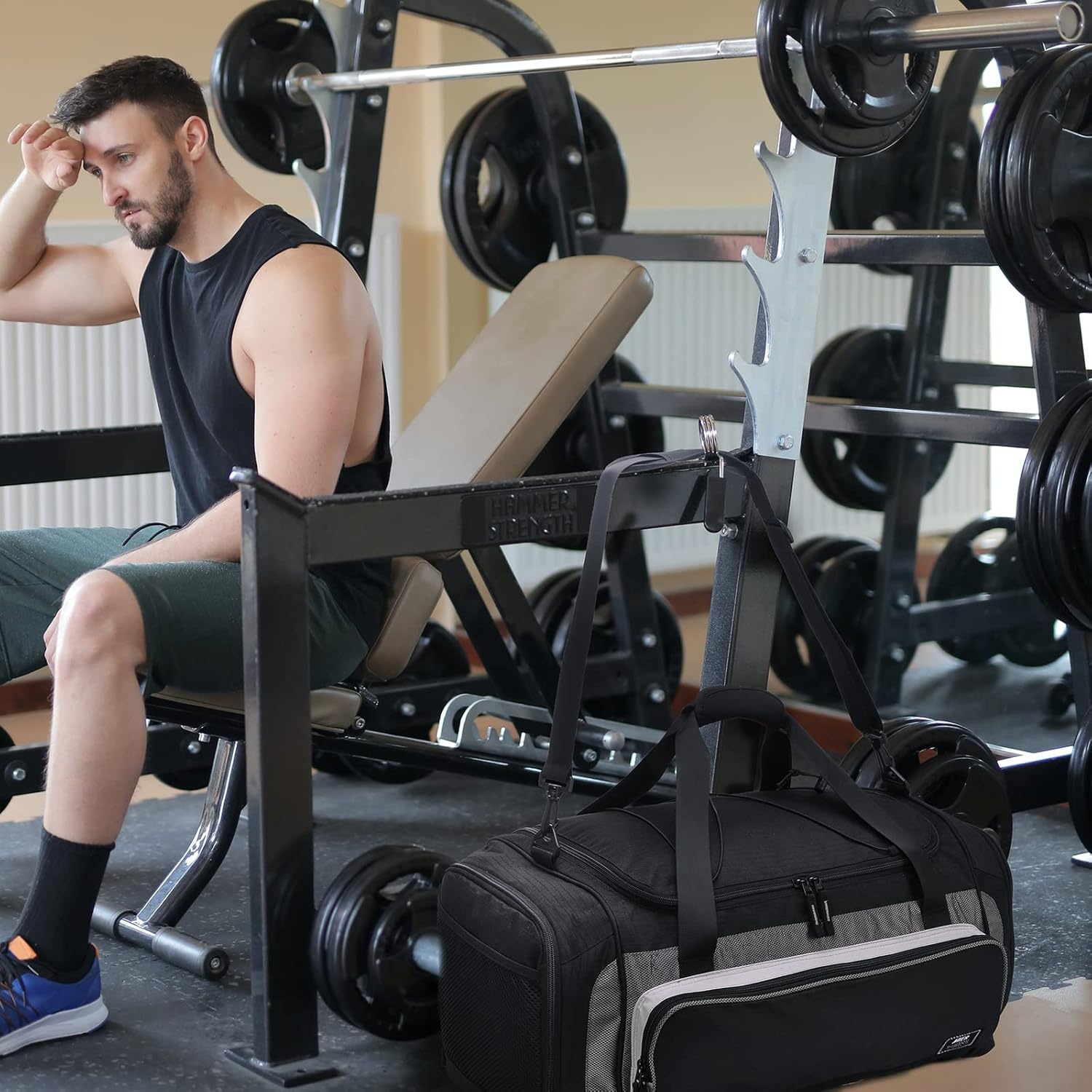 image:imageMIER Large Gym Bag for Men Sports Duffle Bag with Shoe Compartment 60L Lightweight Duffel Bags for Workout Fitness TravelBlack