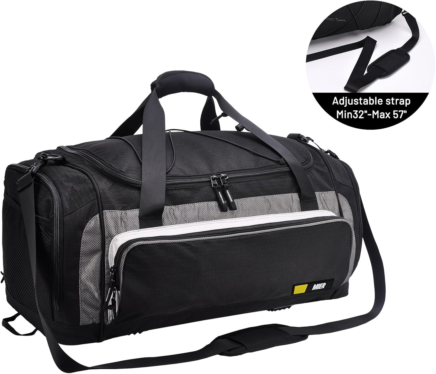 image:imageMIER Large Gym Bag for Men Sports Duffle Bag with Shoe Compartment 60L Lightweight Duffel Bags for Workout Fitness TravelBlack