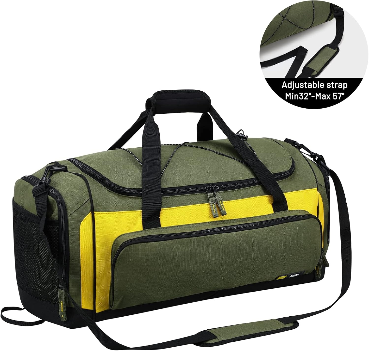 image:imageMIER Large Gym Bag for Men Sports Duffle Bag with Shoe Compartment 60L Lightweight Duffel Bags for Workout Fitness TravelGreen