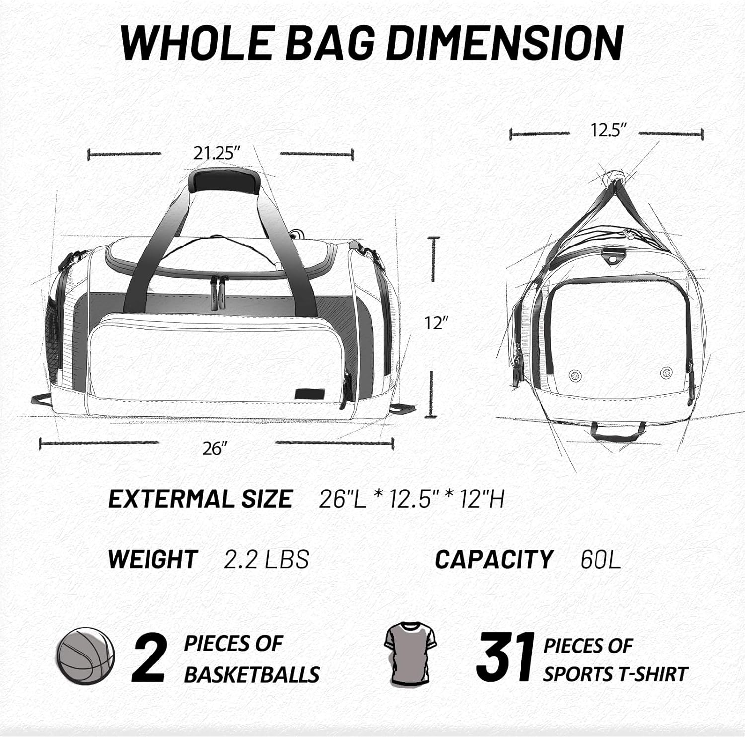 image:imageMIER Large Gym Bag for Men Sports Duffle Bag with Shoe Compartment 60L Lightweight Duffel Bags for Workout Fitness TravelKhaki