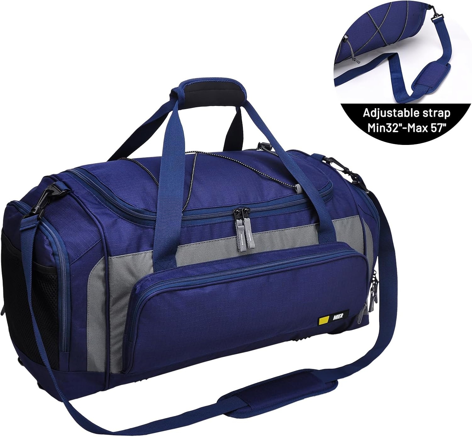 image:imageMIER Large Gym Bag for Men Sports Duffle Bag with Shoe Compartment 60L Lightweight Duffel Bags for Workout Fitness TravelNavyGrey