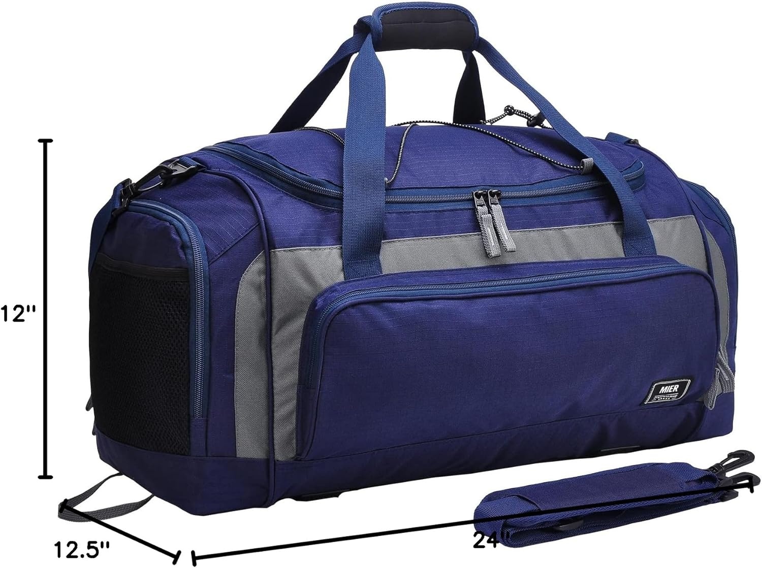 image:imageMIER Large Gym Bag for Men Sports Duffle Bag with Shoe Compartment 60L Lightweight Duffel Bags for Workout Fitness TravelNavyGrey