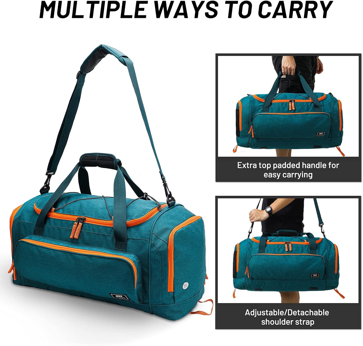 image:imageMIER Large Gym Bag for Men Sports Duffle Bag with Shoe Compartment 60L Lightweight Duffel Bags for Workout Fitness TravelOlive Green