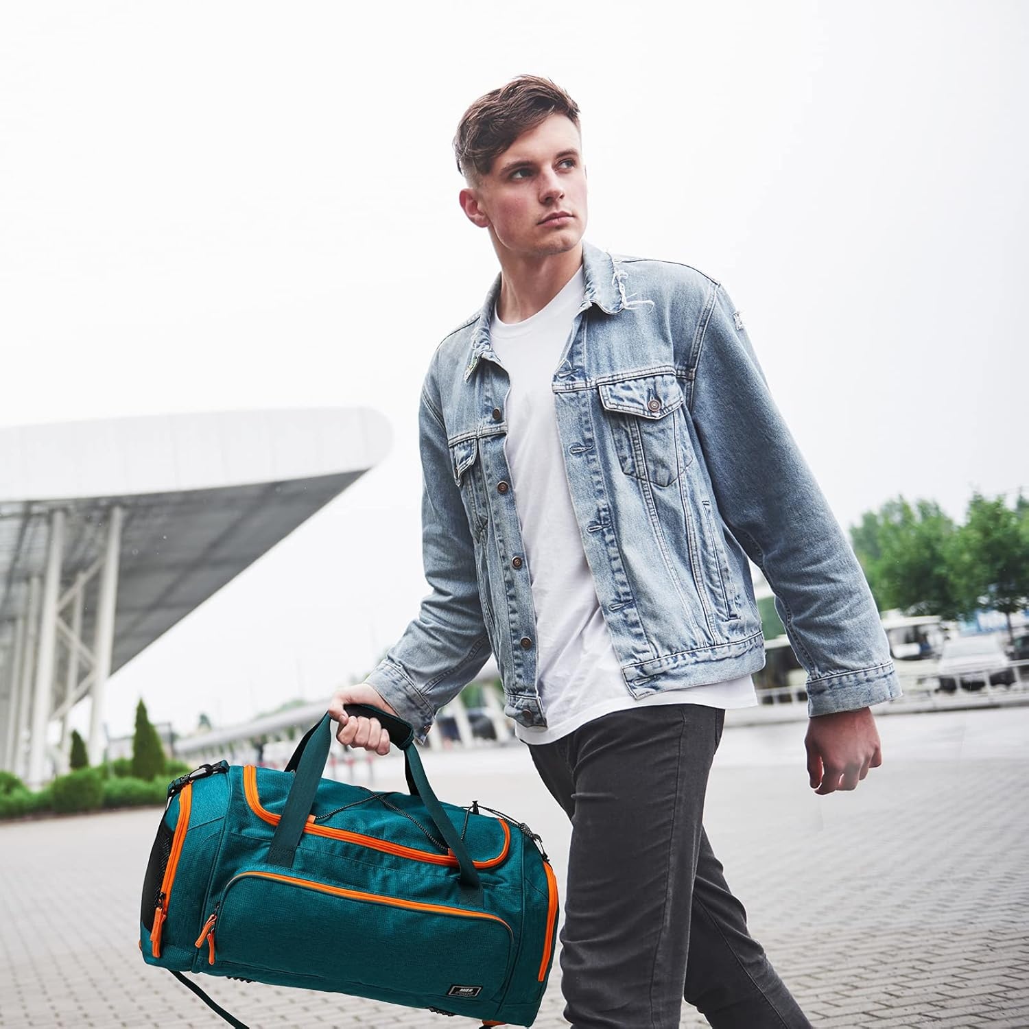 image:imageMIER Large Gym Bag for Men Sports Duffle Bag with Shoe Compartment 60L Lightweight Duffel Bags for Workout Fitness TravelOlive Green