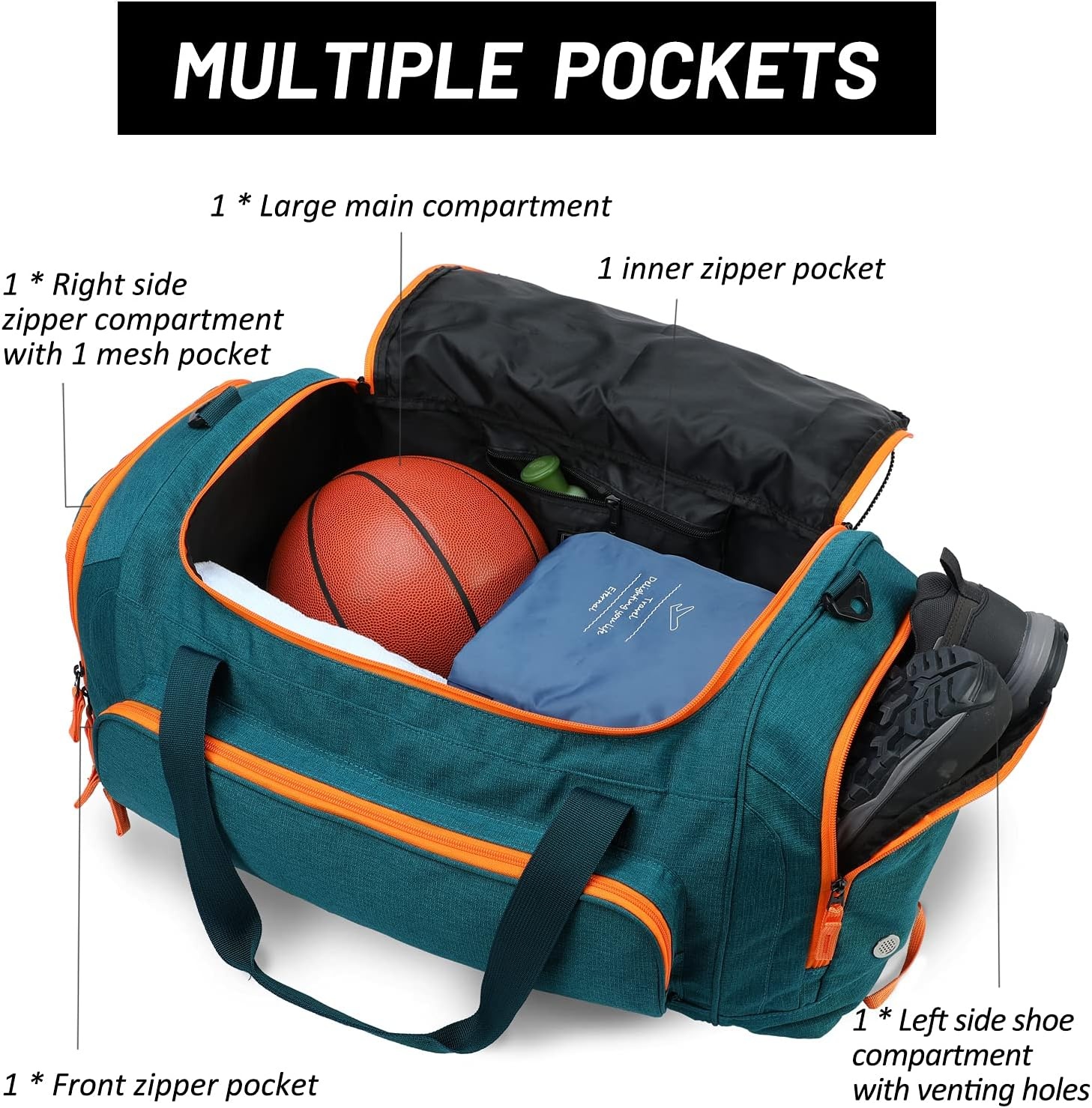 image:imageMIER Large Gym Bag for Men Sports Duffle Bag with Shoe Compartment 60L Lightweight Duffel Bags for Workout Fitness TravelOlive Green