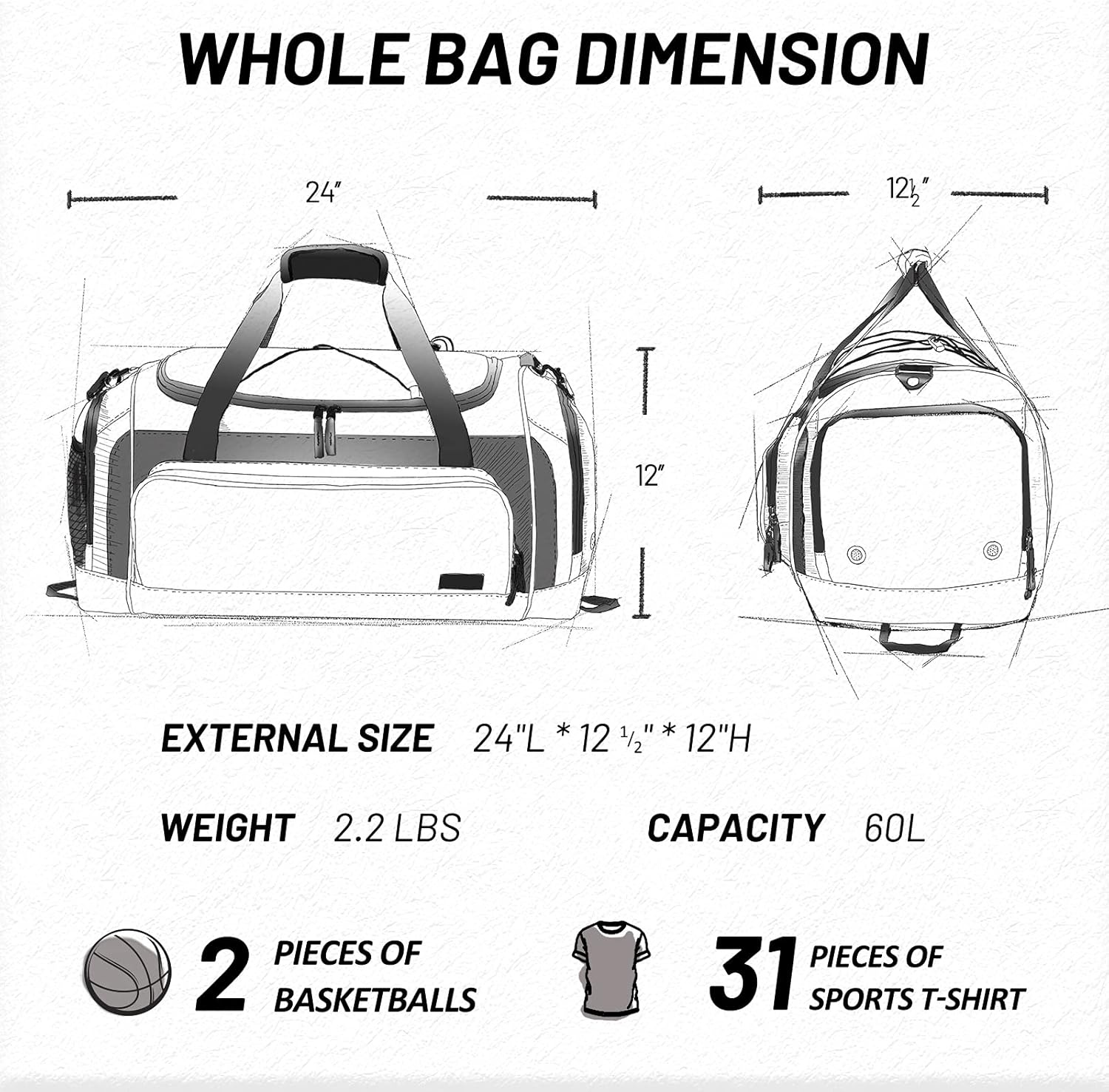 image:imageMIER Large Gym Bag for Men Sports Duffle Bag with Shoe Compartment 60L Lightweight Duffel Bags for Workout Fitness TravelOlive Green