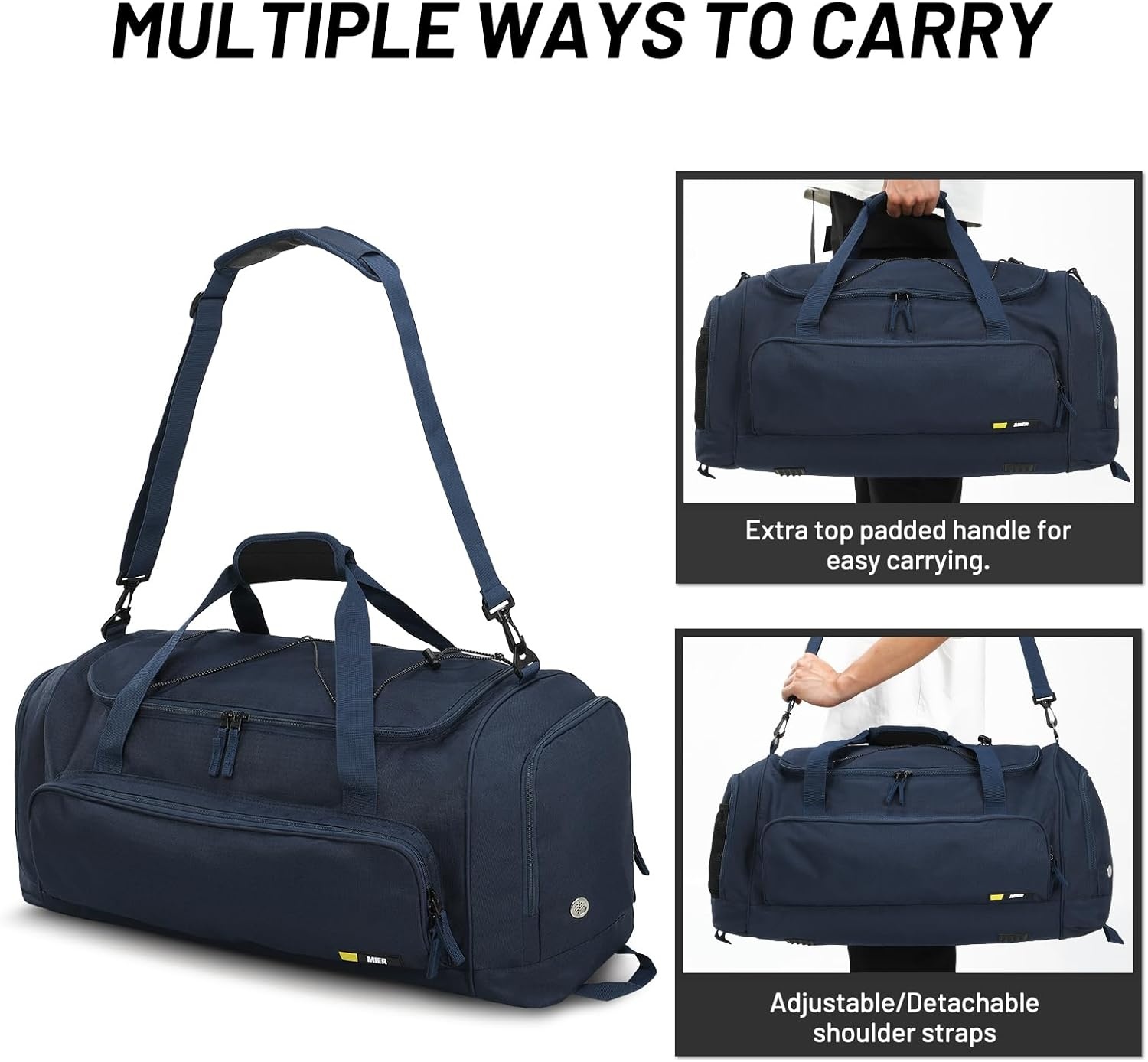 image:imageMIER Large Gym Bag for Men Sports Duffle Bag with Shoe Compartment 60L Lightweight Duffel Bags for Workout Fitness TravelPure Blue